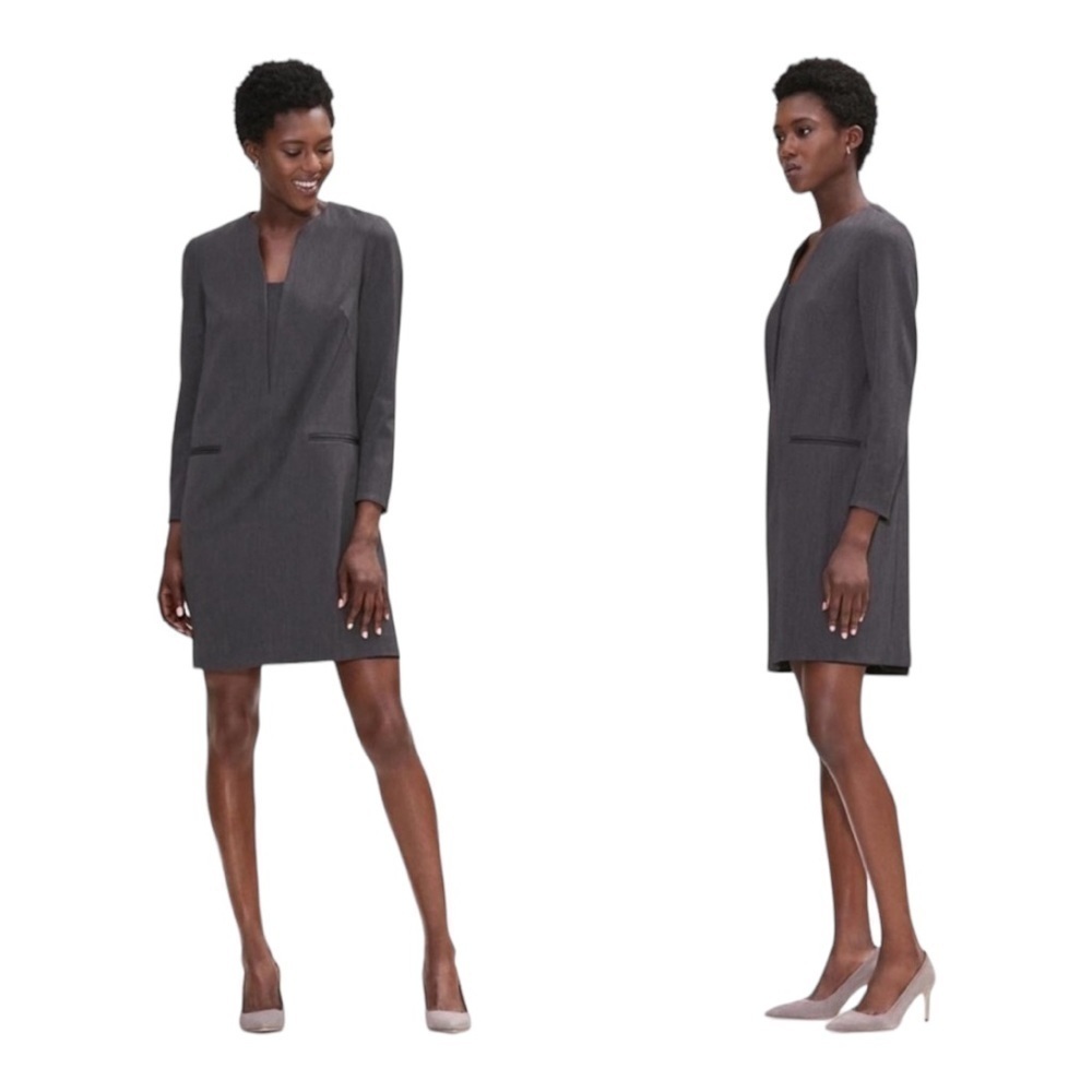 MM LaFleur Alice Dress Charcoal Gray 8 Long Sleeve Career Wear Wardrobe Staple